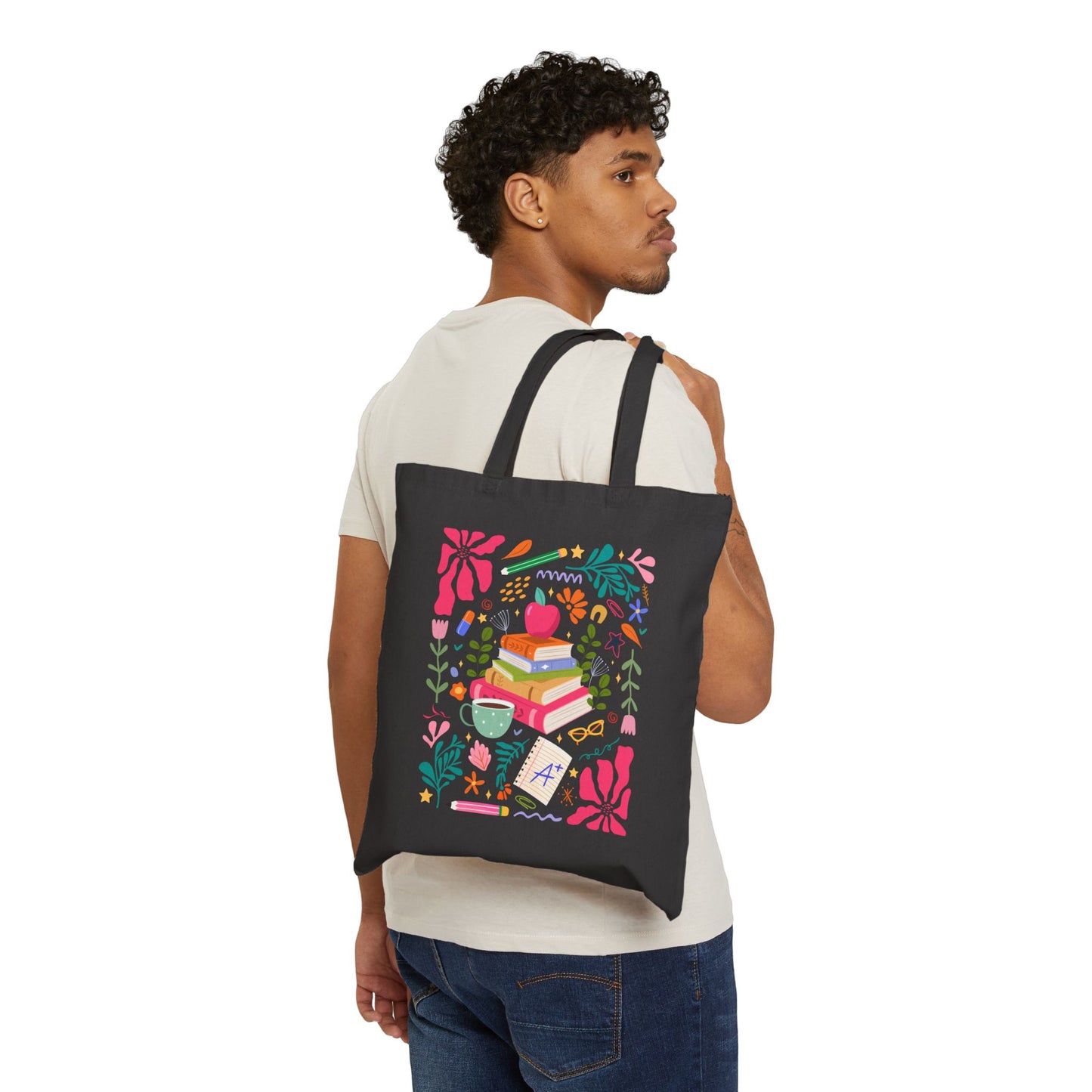 Teacher Book Lover's Cotton Canvas Tote Bag
