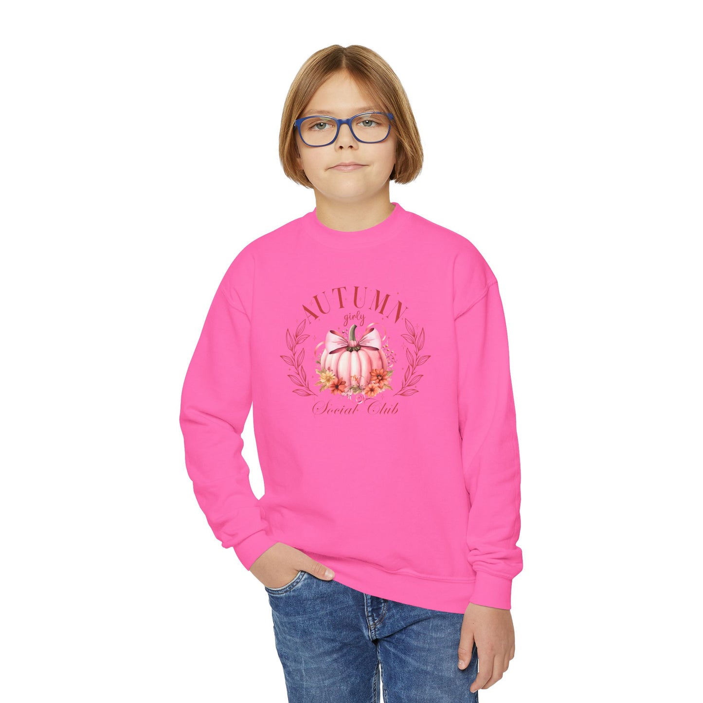 Autumn Girly Social Club Youth Crewneck Sweatshirt