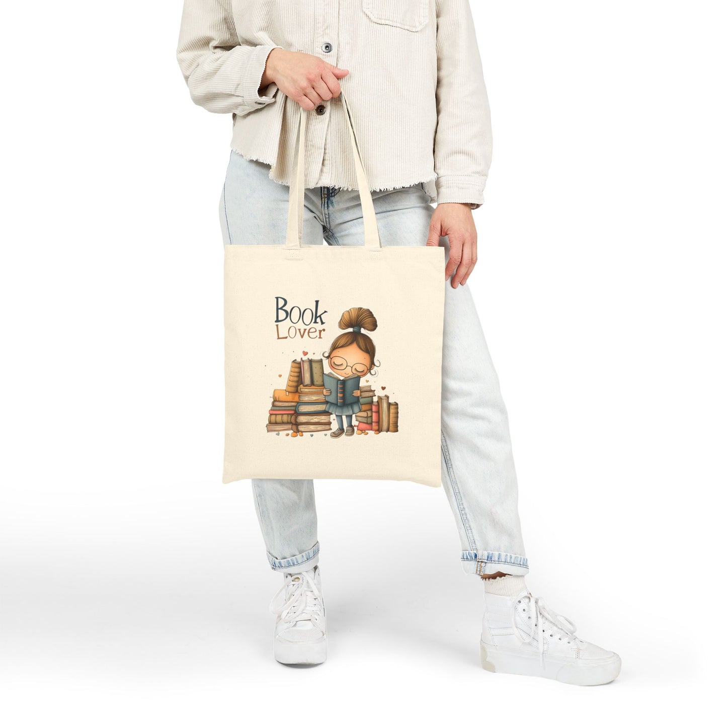Cute Book Lover's Canvas Tote Bag