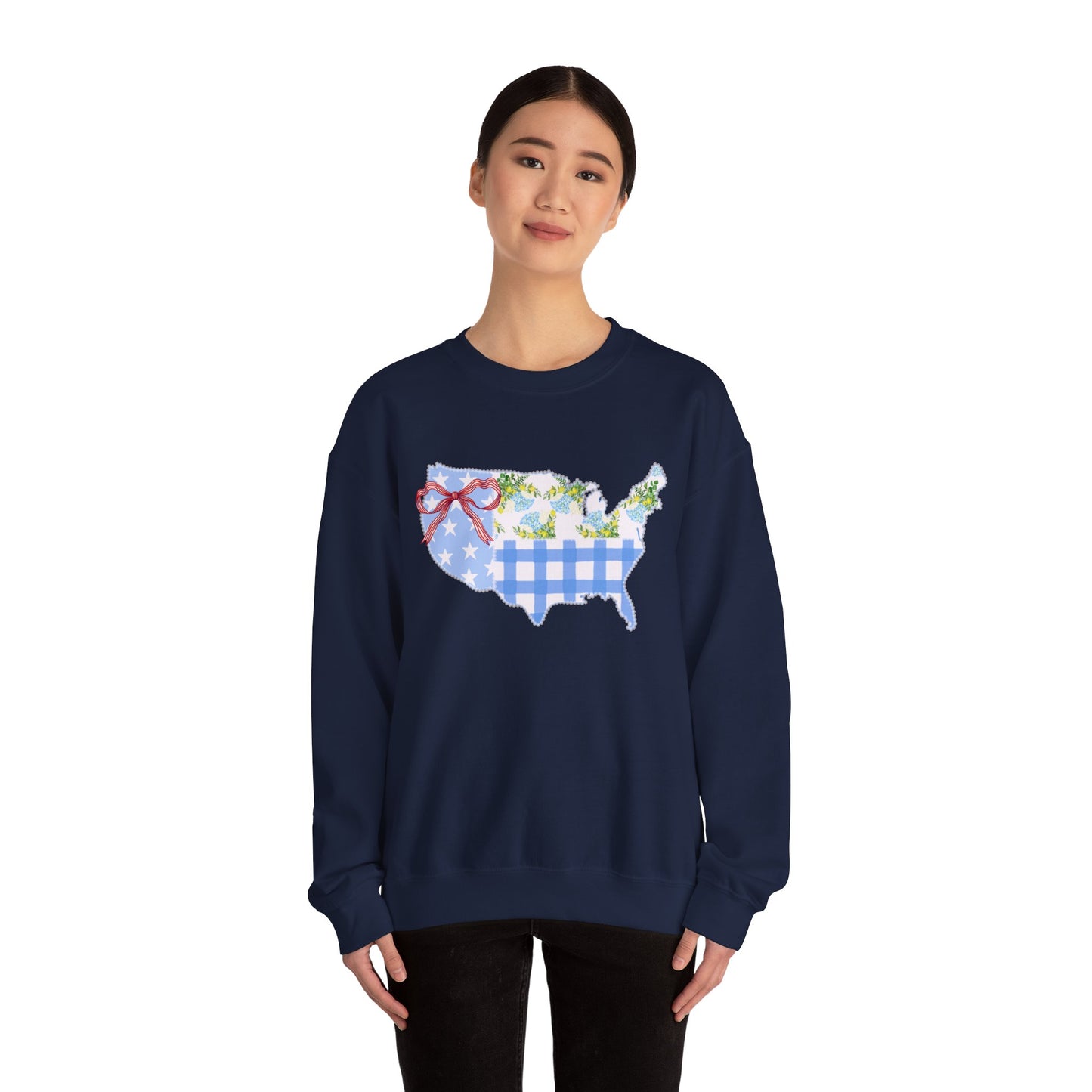Patriotic U.S. Floral Crewneck Sweatshirt