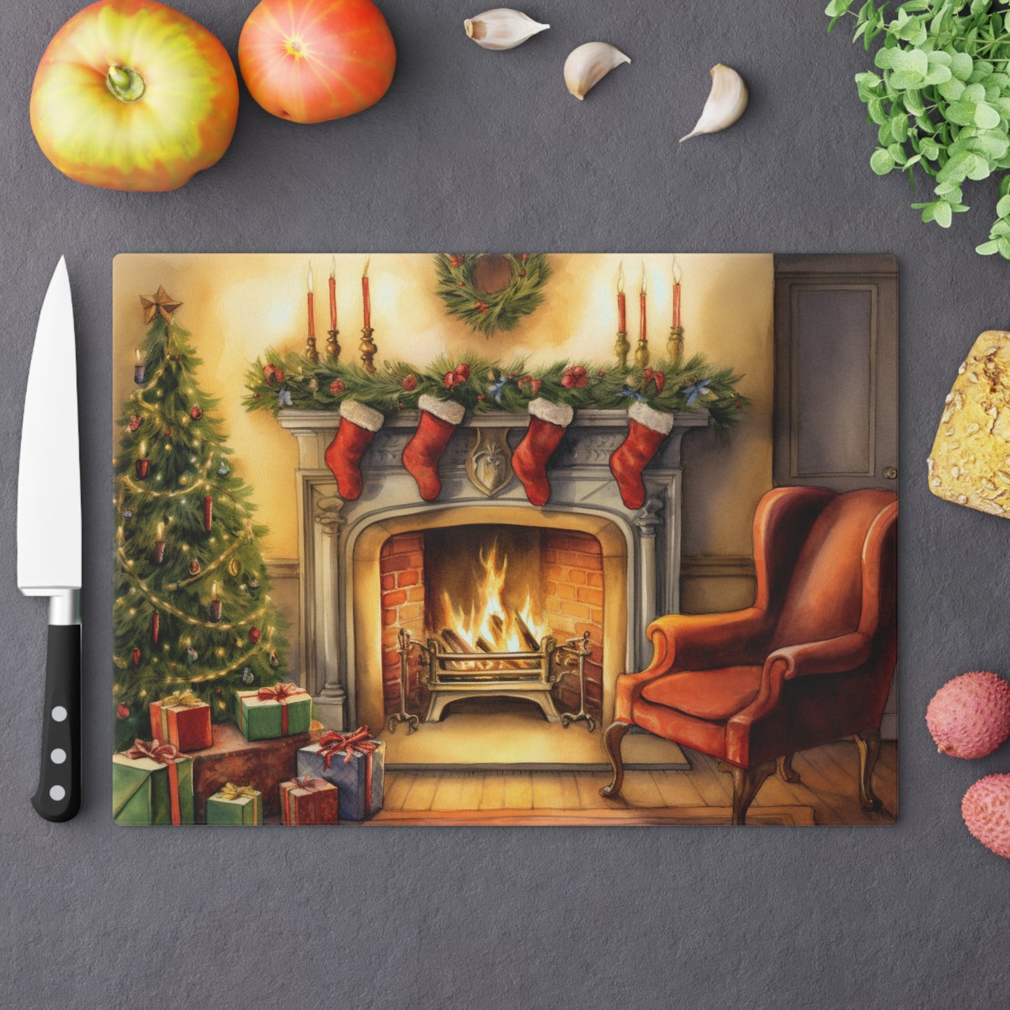Christmas Hearth Cutting Board