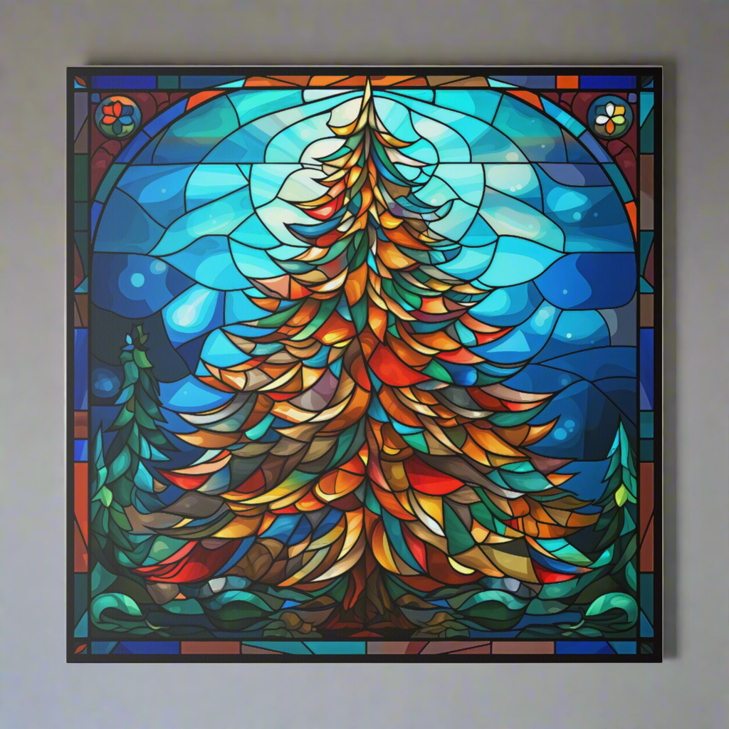 Stained Glass Christmas Canvas Wall Art
