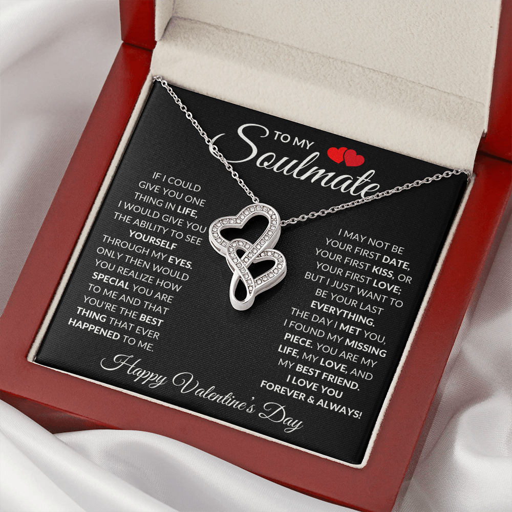Happy Valentine's Soulmate Heart to Heart Pendant Necklace