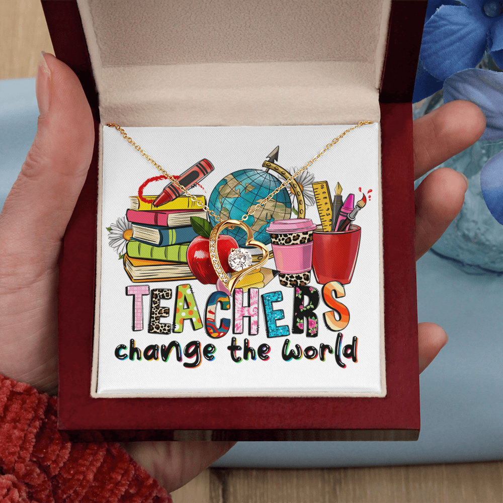Teachers Change the World Heart Necklace