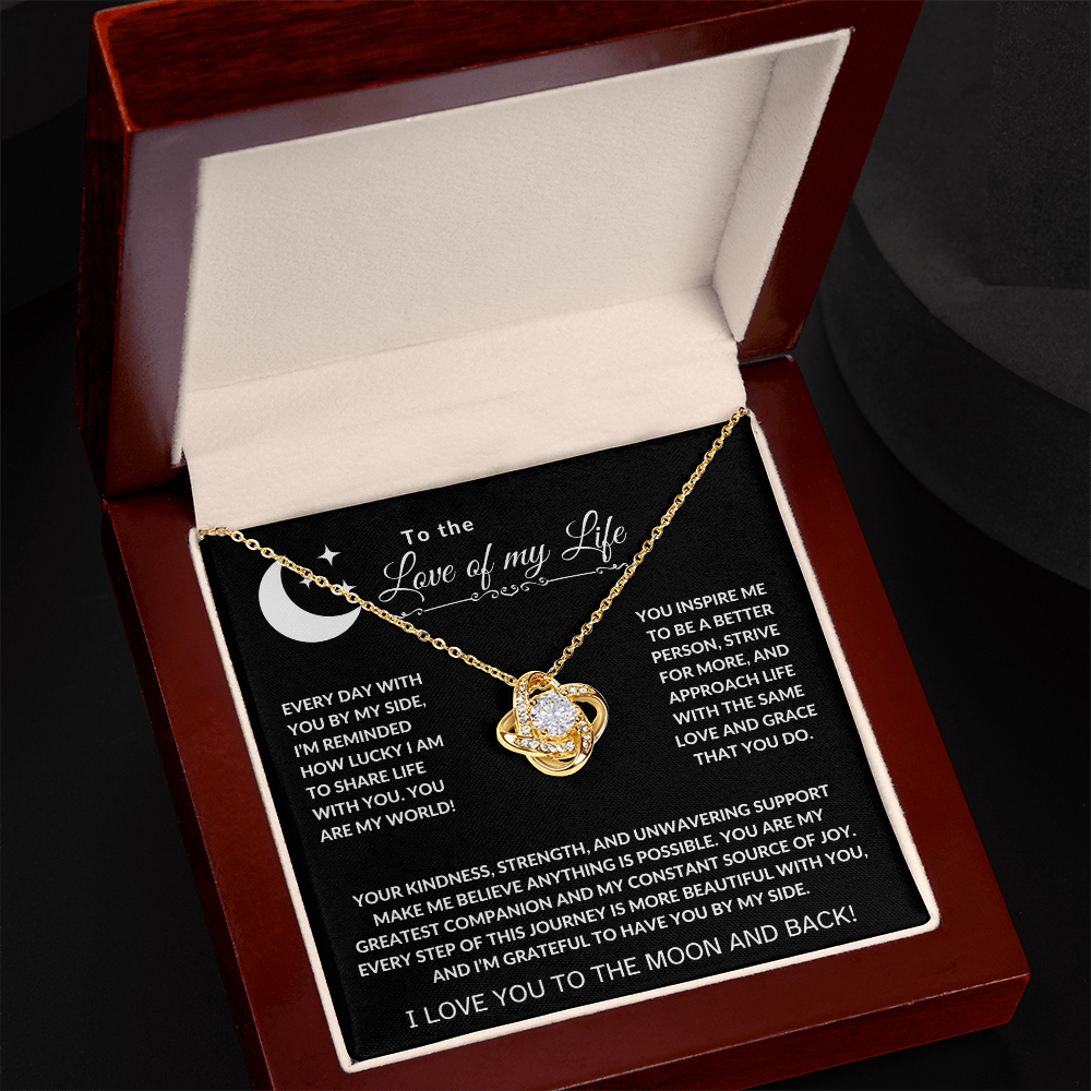 Love of My Life Moon and Back Love Knot Necklace