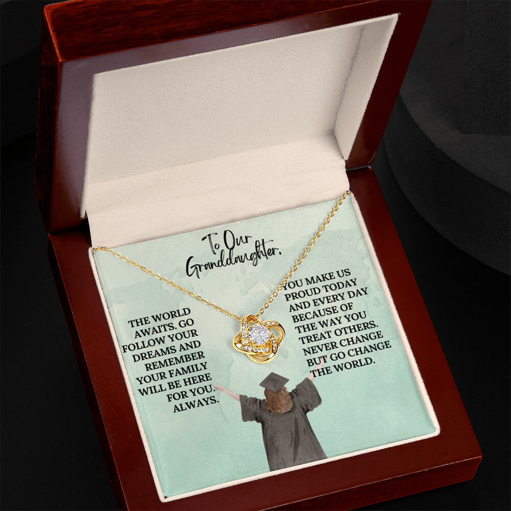 Granddaughter Graduation Love Knot Gift Necklace