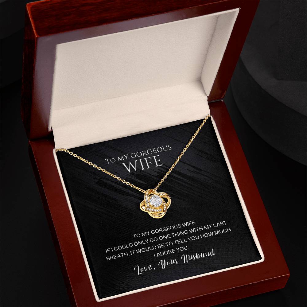 I Adore You Love Knot Pendant Necklace for Wife