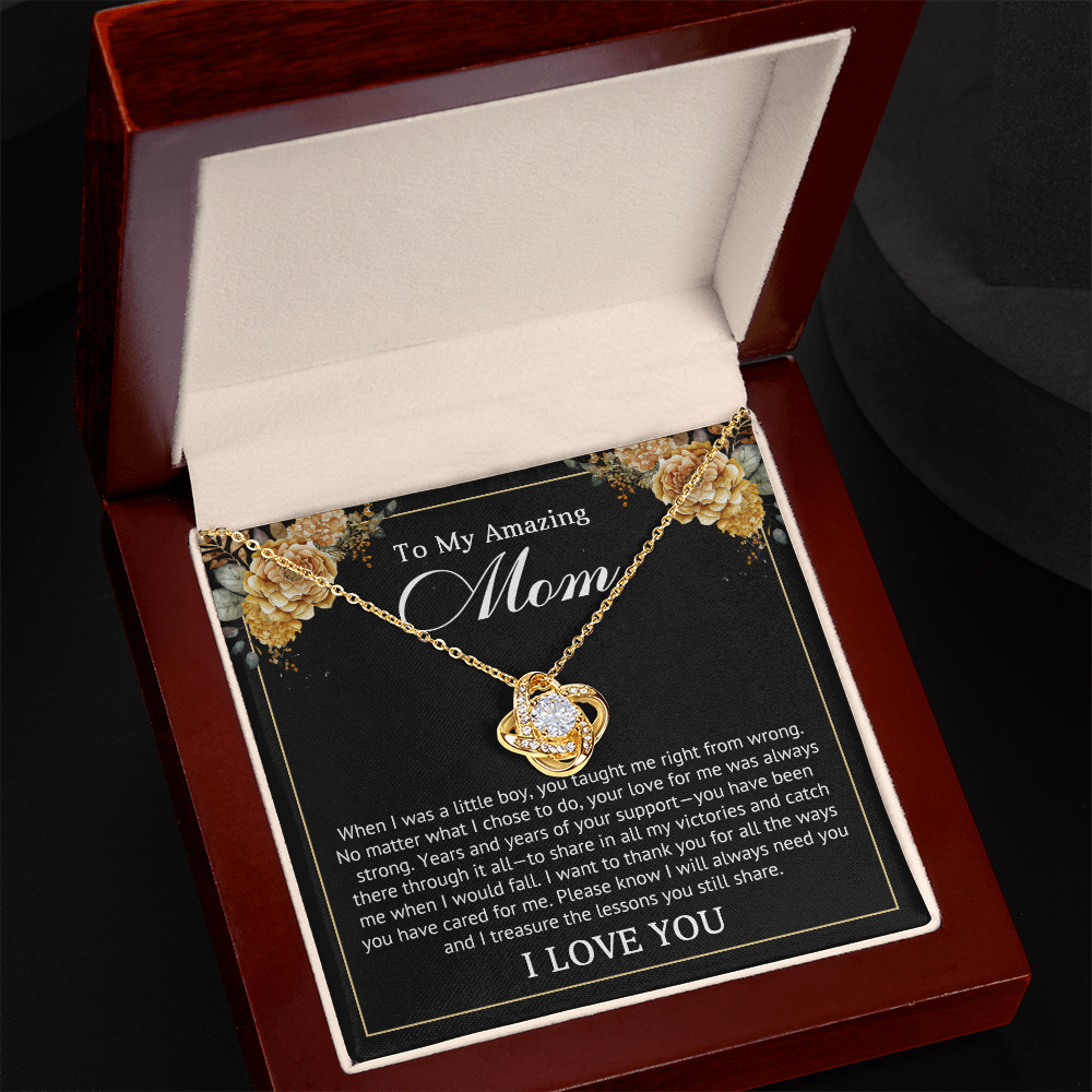 I Love You Mom Love Knot Necklace