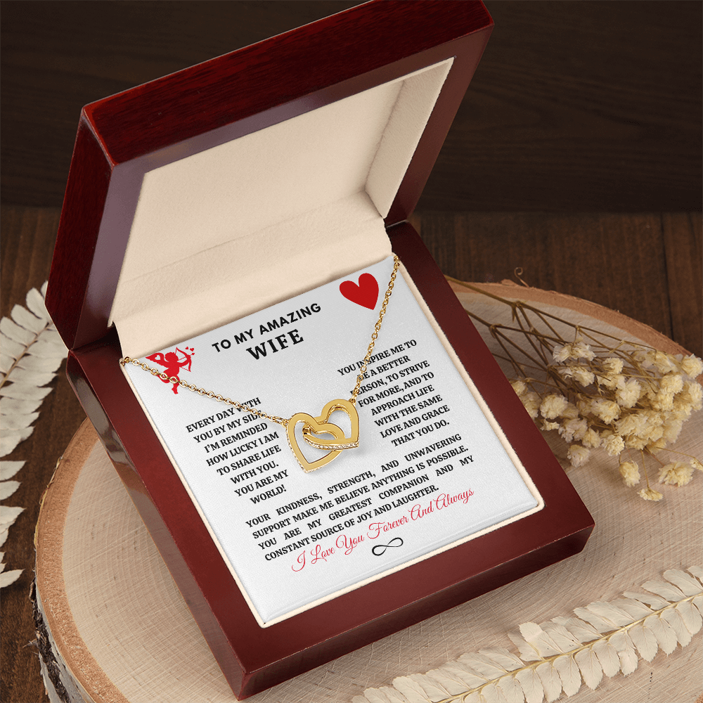Amazing Wife Valentine's Interlocking Hearts Necklace