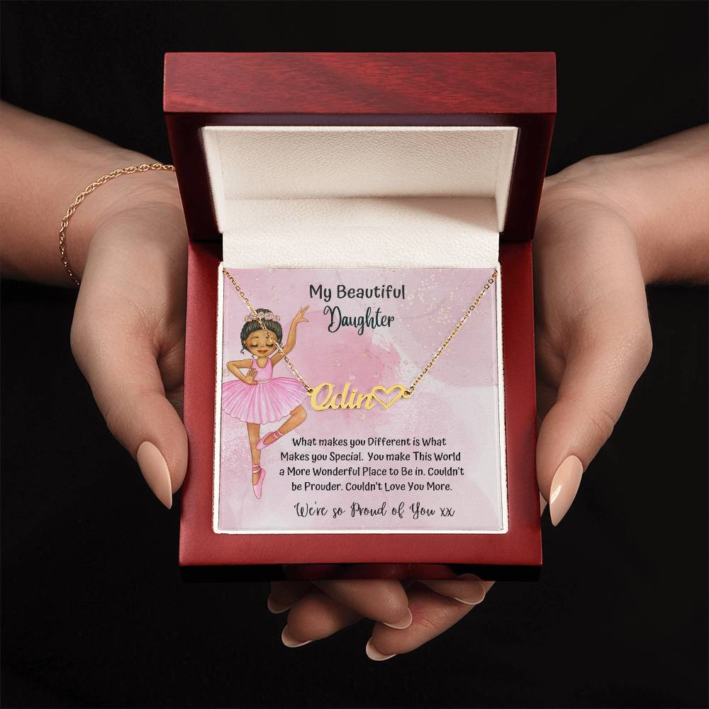 DAUGHTER DANCE HEART NAME NECKLACE