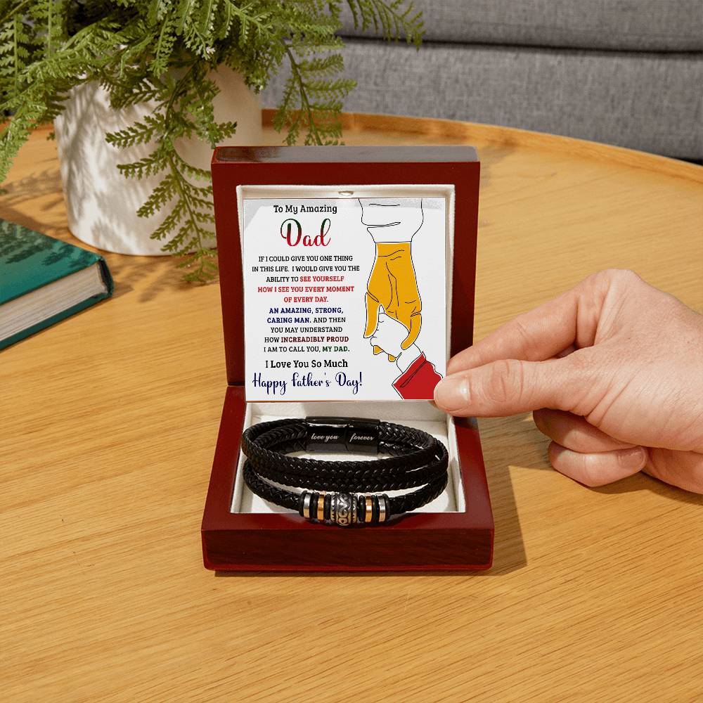 Father's Day "Love You Forever" Leather Bracelet