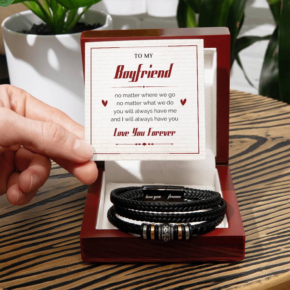 Love You Forever Boyfriend Vegan Leather Bracelet
