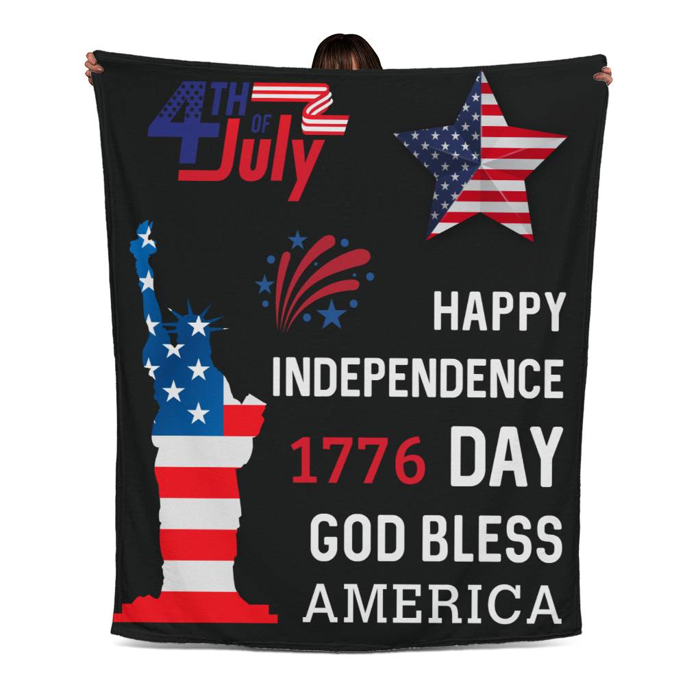 God Bless America Patriotic Jersey Fleece Blanket