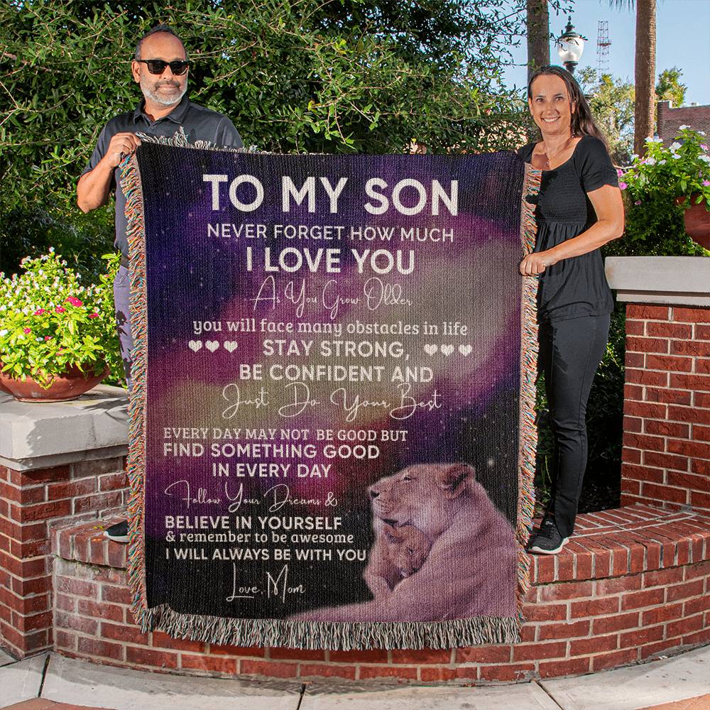 To My Son Lion Keepsake Heirloom Woven Blanket