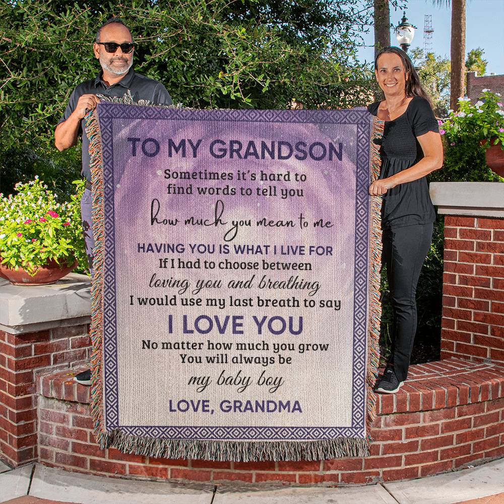 To My Grandson Heirloom Woven Blanket Keepsake