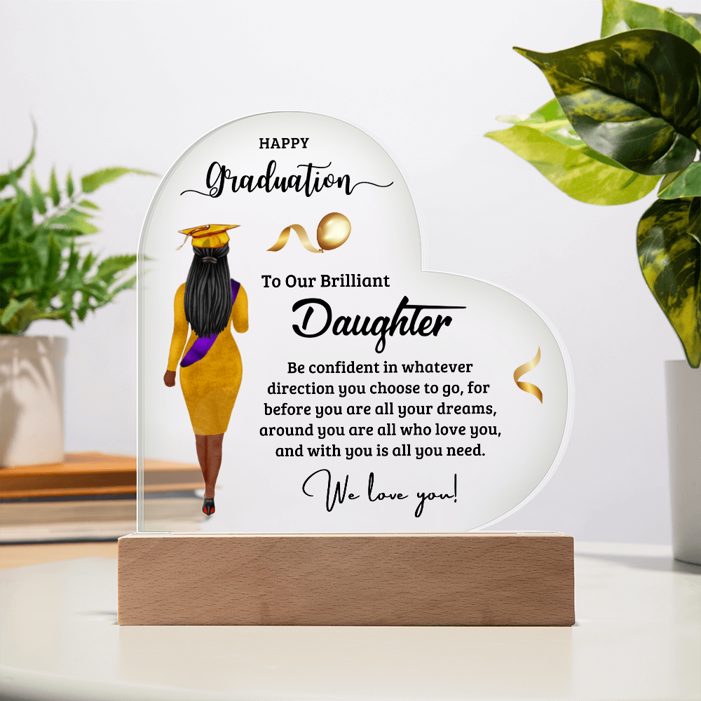 Daughter Graduation Heart Acrylic Light Up Plaque