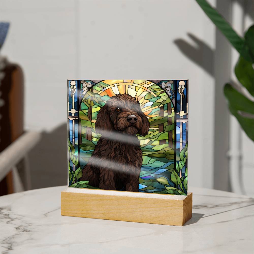 Black Labradoodle Square Acrylic Plaque