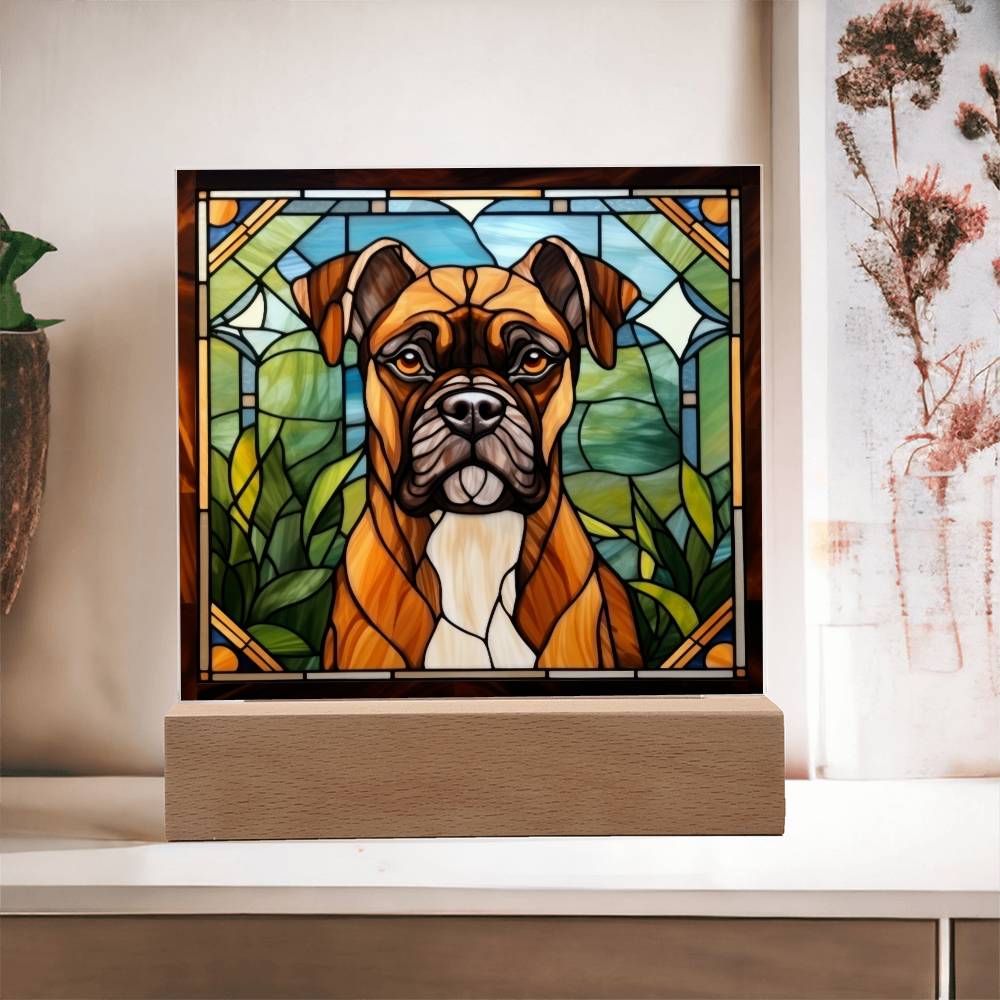 Boxer Dog Square Acrylic Plaque