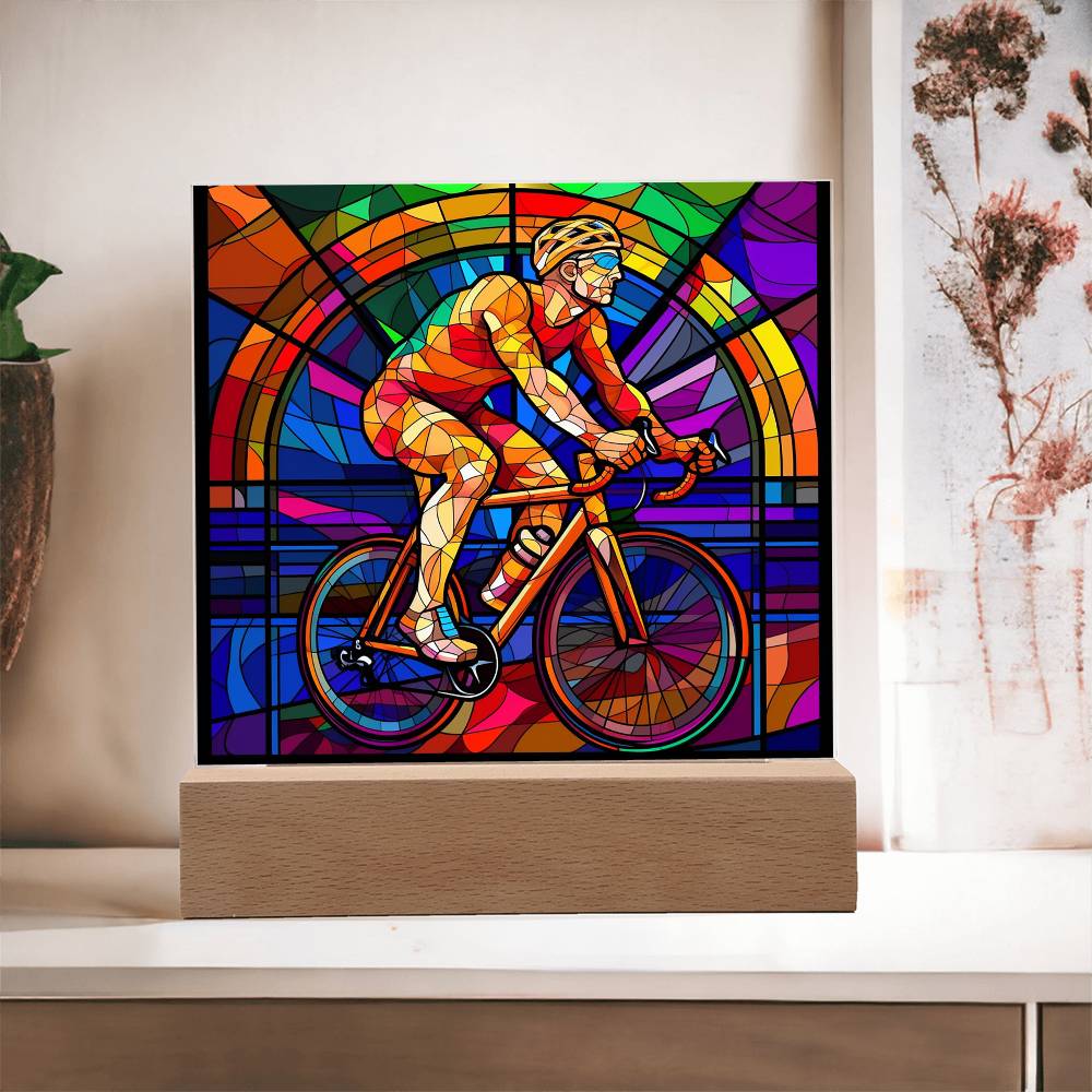 Bike Rider Square Acrylic Plaque