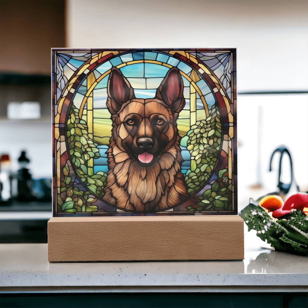 Brown Belgian Shepherd Dog Acrylic Plaque