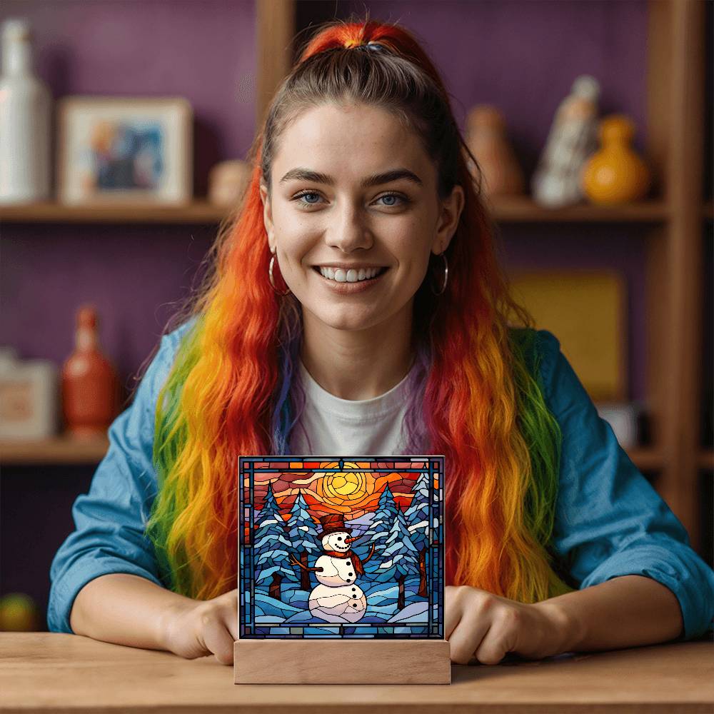 Snowy Snowman Acrylic Plaque