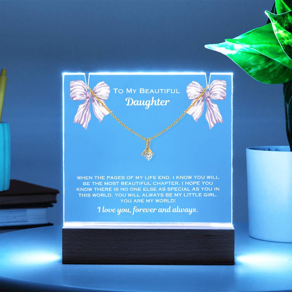 Daughter Christmas Plaque and Necklace Keepsake Bundle