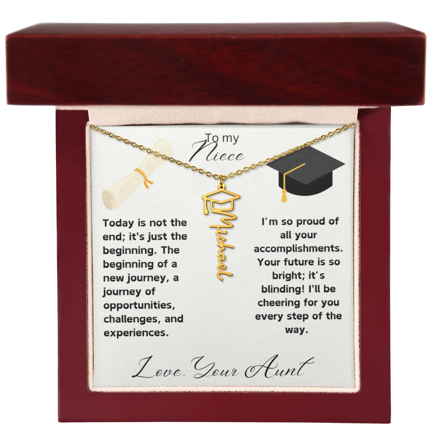 Niece Graduation Gift Name Necklace from Aunt