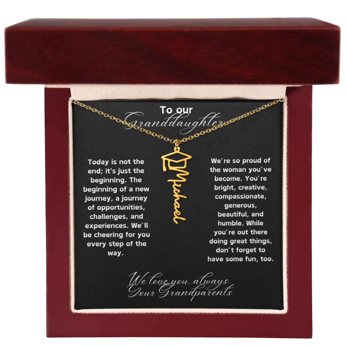 Granddaughter Graduation Name Necklace