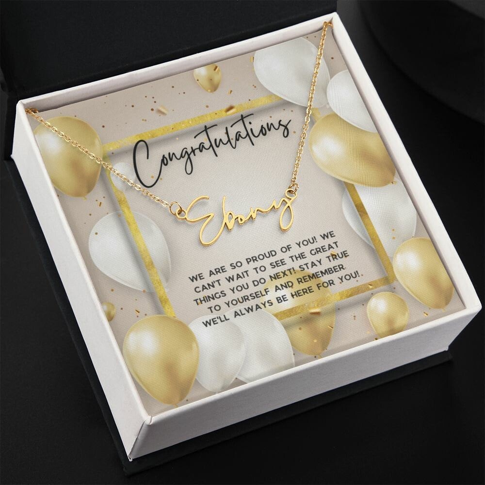 Congratulations on Graduation Signature Name Necklace