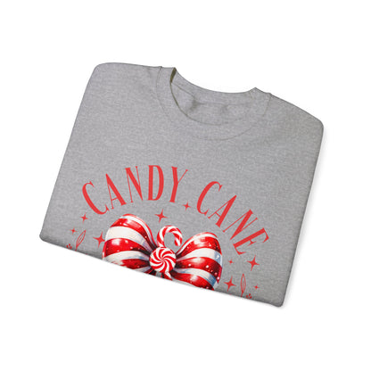 Candy Cane Christmas Coquette Bow Sweatshirt