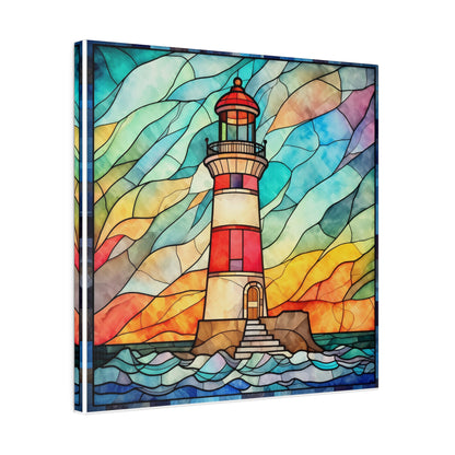 Stained Glass Lighthouse Wall Art Matte Canvas