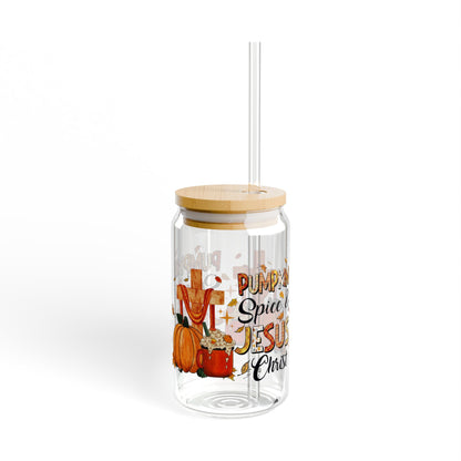 Pumpkin Spice and Jesus Christ Fall Sipper Glass, 16oz