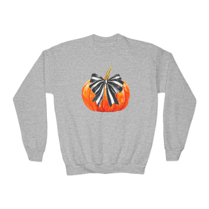 Coquette Pumpkin Halloween Youth Crewneck Sweatshirt