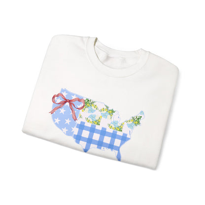 Patriotic U.S. Floral Crewneck Sweatshirt