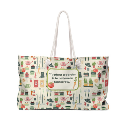 Personalized Gardening Weekender Bag with Inspirational Quote