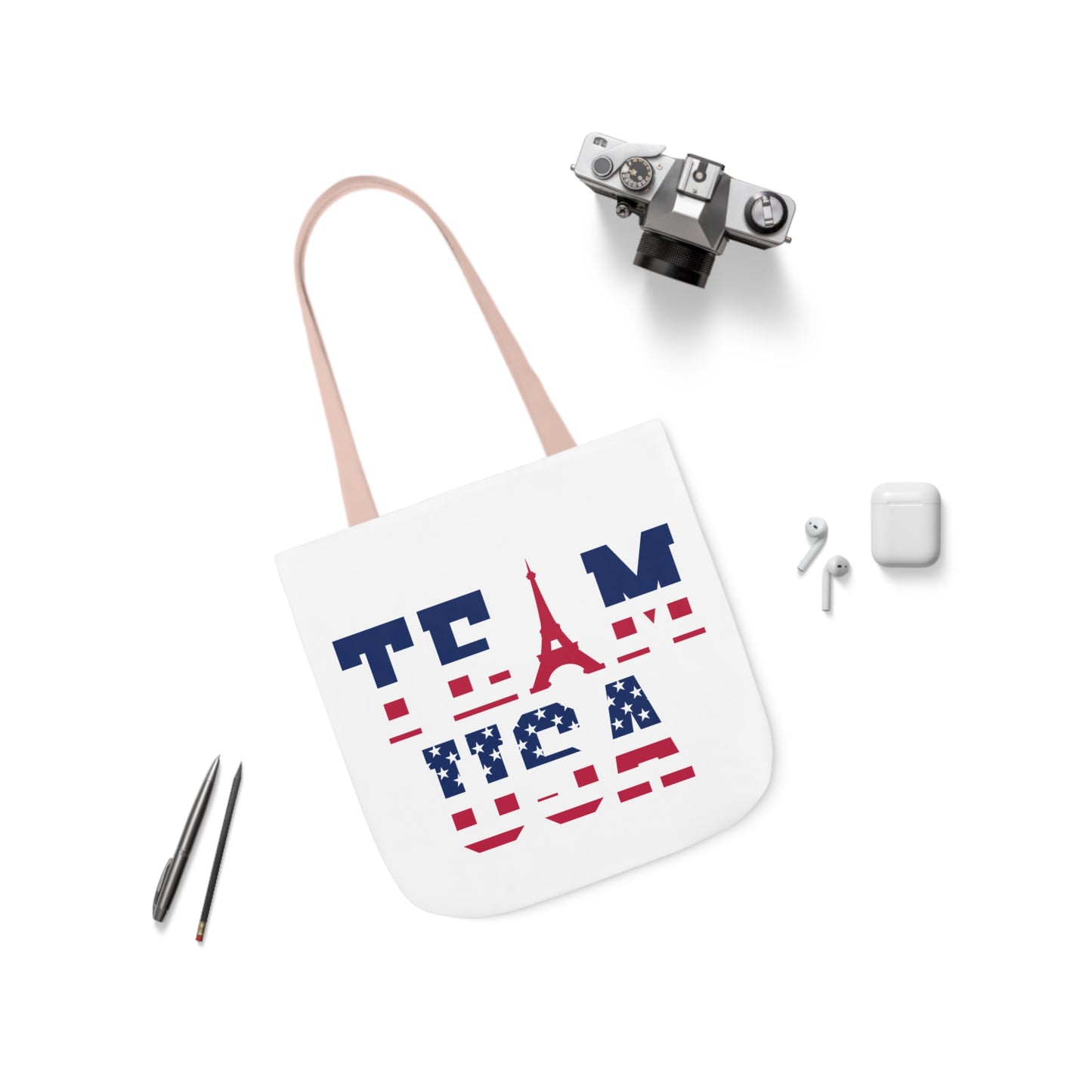 Team USA Paris Olympics Canvas Tote Bag, 5-Color Straps