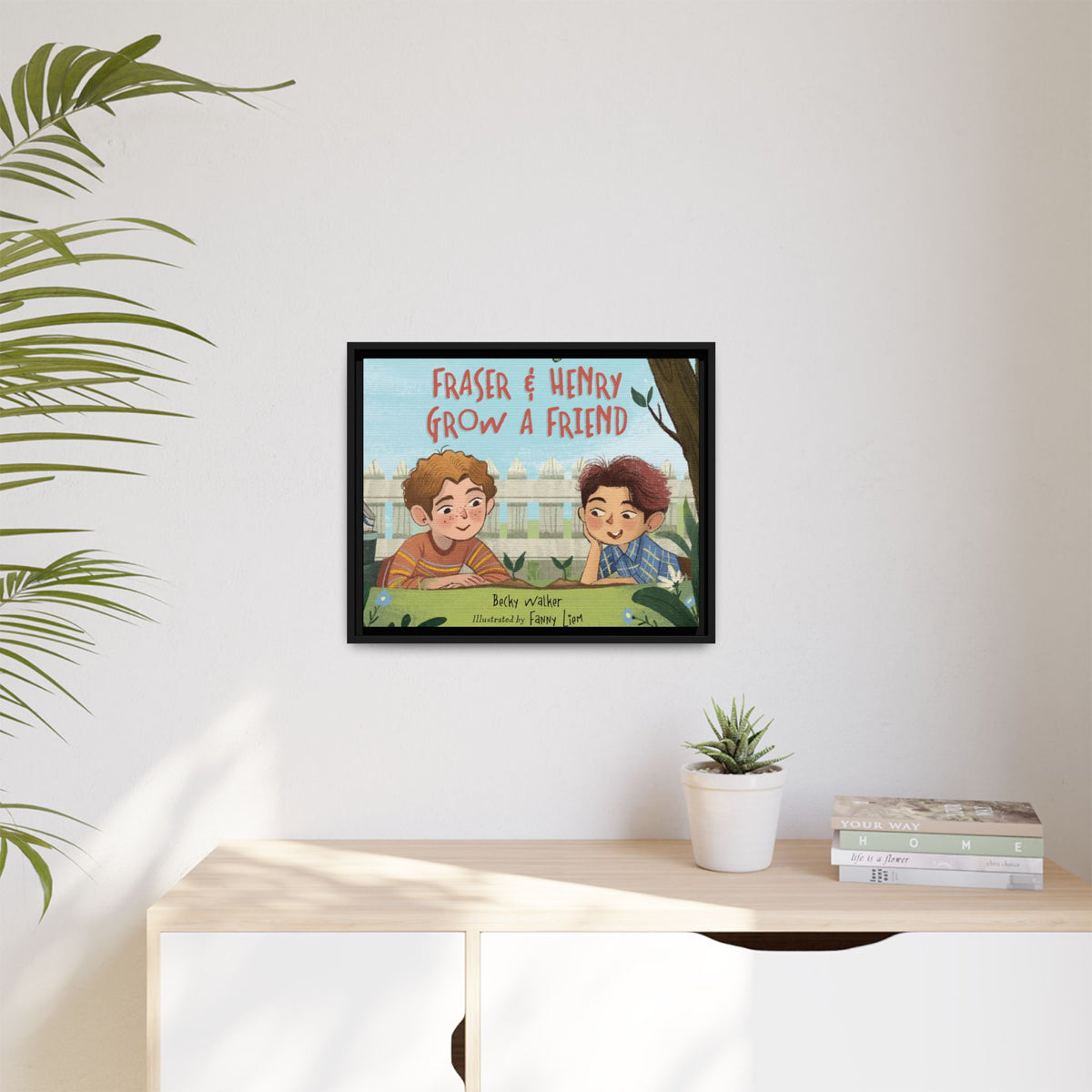 Framed Canvas Wall Art – Fraser & Henry Grow a Friend Children’s Book Illustration