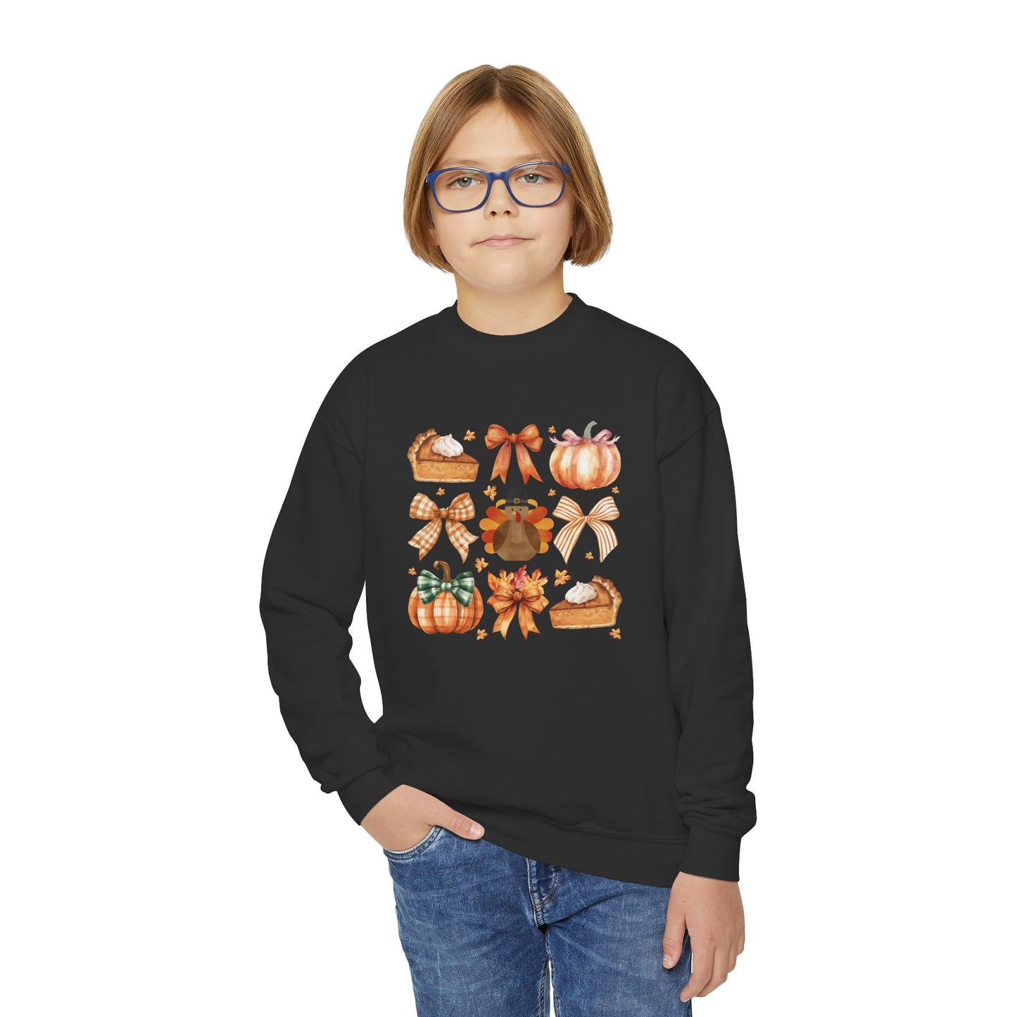 Coquette Thanksgiving Turkey Youth Crewneck Sweatshirt