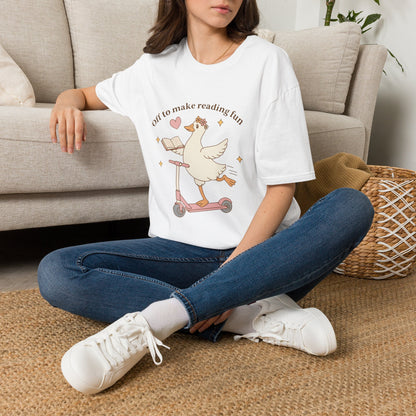 “Off to Make Reading Fun” Cute Graphic Tee