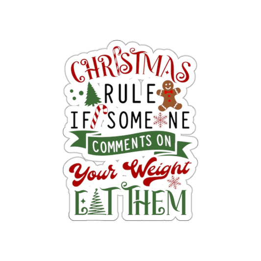 Christmas Rule If Someone Comments On Your Weight EAT THEM Kiss-Cut Stickers