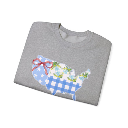 Patriotic U.S. Floral Crewneck Sweatshirt