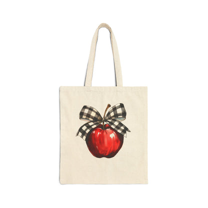 Coquette Teacher Apple Cotton Canvas Tote Bag