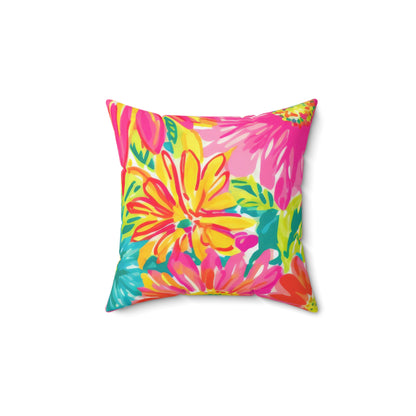 Floral Hot Pink Square Pillow