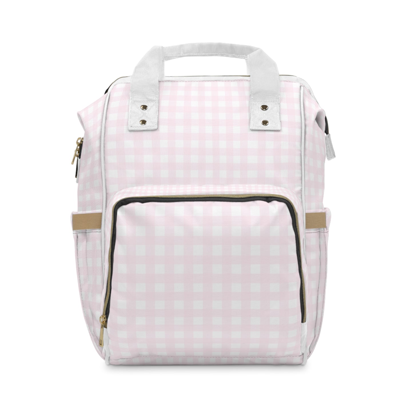 Pink and White Plaid Coquette Multifunctional Diaper Backpack