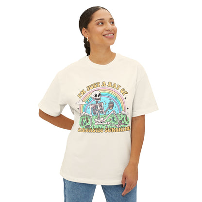 Sarcastic Skeleton Rainbow Oversized Tee