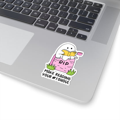 Ghoul Reading Book Lover Kiss-Cut Stickers