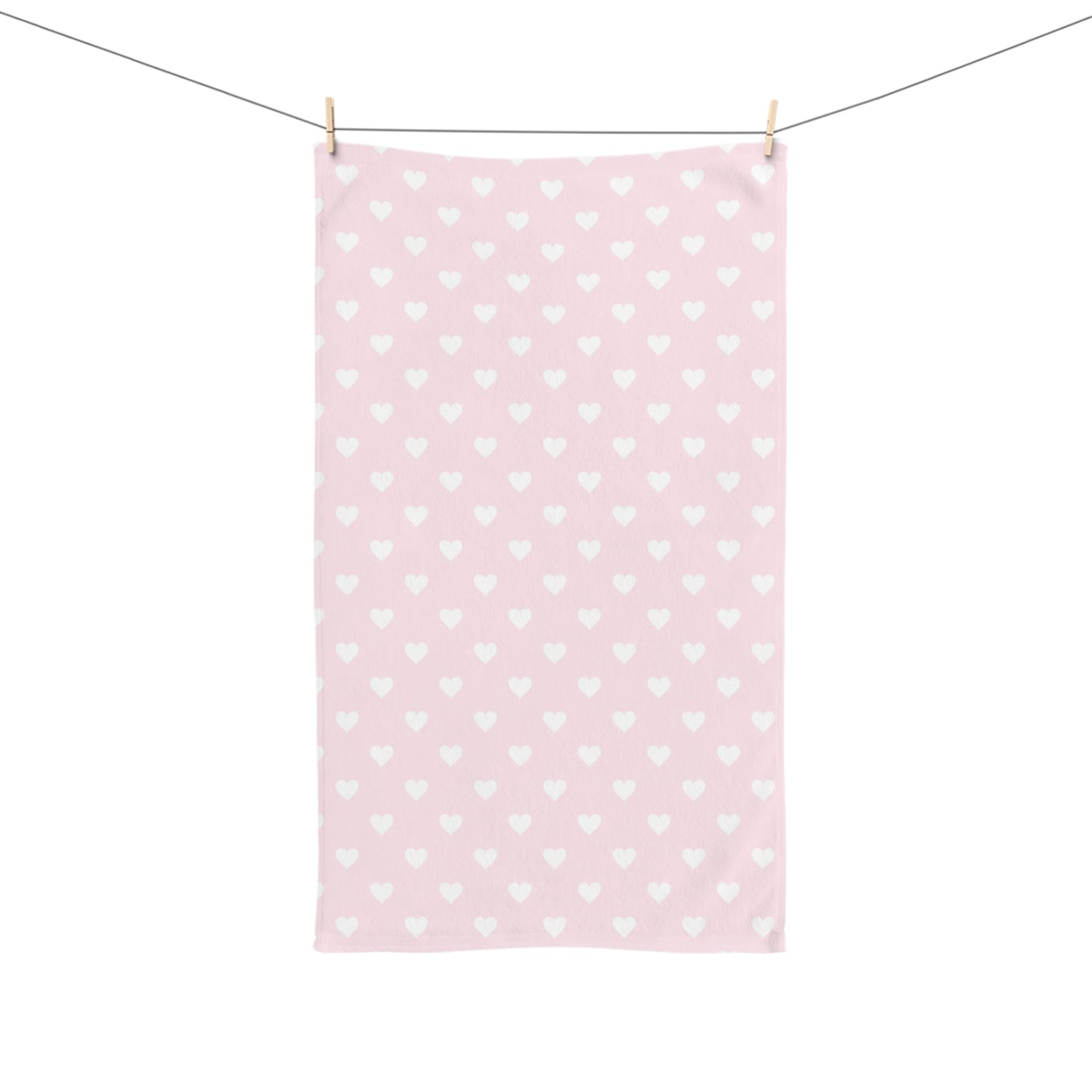 Coquette Pink and White Hearts Hand Towel