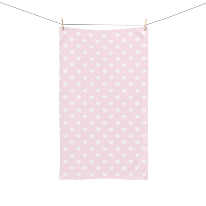 Coquette Pink and White Hearts Hand Towel