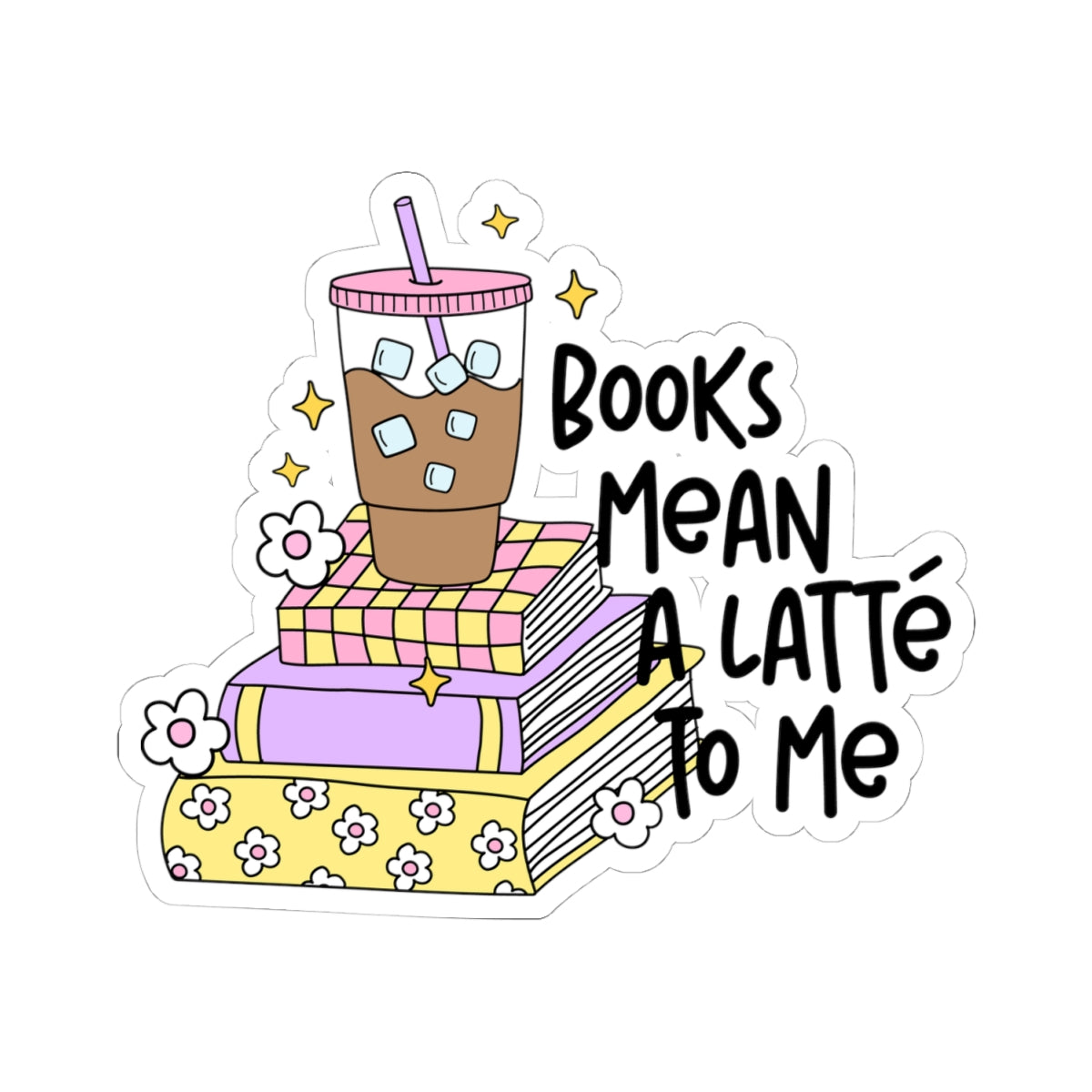 Cute Coffee & Books Kiss-Cut Stickers