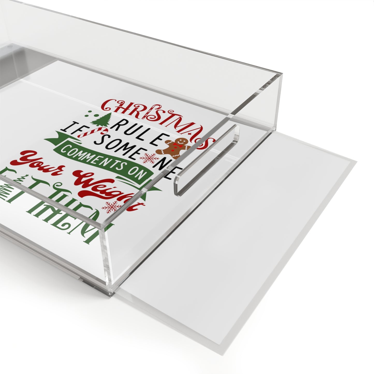 Christmas Rule If Someone Comments On Your Weight EAT THEM Acrylic Serving Tray